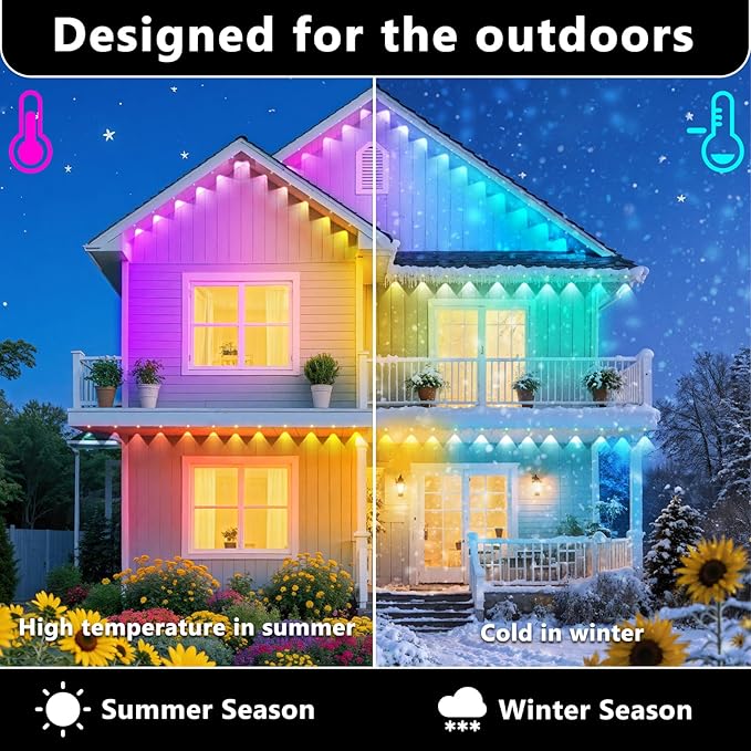 100FT Permanent Outdoor Lights for House Waterproof, IP67, Outdoor Permanent led Lights for Holidays, Daily & Pool Party Decor, Scene Modes, App/Remote Control