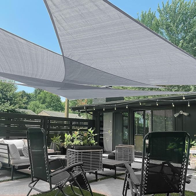LOVE STORY Custom Size 11'x11'x15.6' Silver Grey Sun Shade Sail Triangle Sunshade Fabric Awning Canopy for Patio Backyard Carport Pergola (Customized)