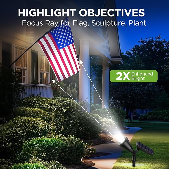 InnoGear Solar Lights Outdoor Lighting Waterproof Landscape Spotlights Uplighting for Outside Flag Garden Trees Yard Pathway Wall Auto On/Off, Pack of 4 (Cool White)