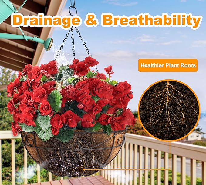 Y&M Pack of 2 12" Pre-Formed Round Coco Fiber Hanging Basket Liner,Coco Replacement Liner-2PCS