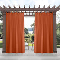 Exclusive Home Cabana Solid Indoor/Outdoor Light Filtering Hook-and-Loop Tab Top Curtain Panel Pair, 54"x108", Mecca Orange