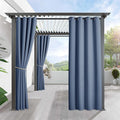 RYB HOME Outdoor Curtains for Patio Waterproof Block Sunlight Thermal Insulated Privacy Assured Thick Outside Curtains for Pergola, Deck, Gazebo, W52" x L108", Stone Blue, 1 Panel