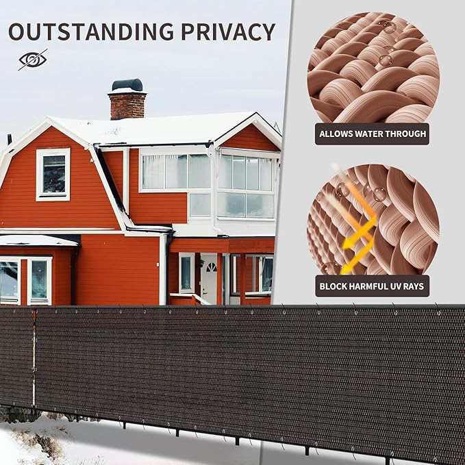 LOVE STORY Custom Size 2'6''x6' Brown Balcony Privacy Screen,UV Block Privacy Fence Screen,90% Shield for Outdoor Pool Garden Apartment Railing