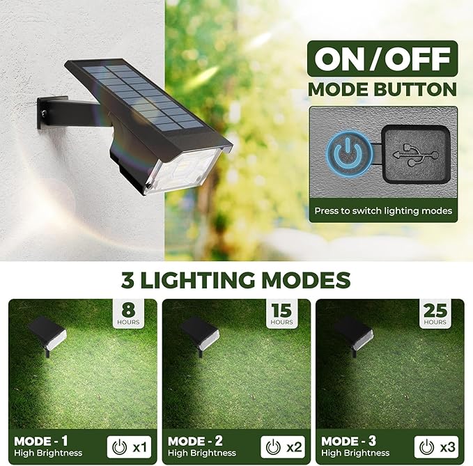 Kingsyard Solar Lights Outdoor Waterproof IP68, 47 LEDs 3 Lighting Modes USB & Solar Powered Garden Yard Pathway Spot Lights for Outside Landscape, Auto On/Off, 2 Pack(Cool White)