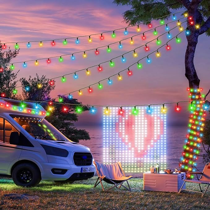 Nisocy 200 LED 4 Color Christmas String Lights, Multicolor Fairy Lights with Green Wire, 8 Modes Plug in Christmas Tree Lights for Indoor Outdoor Holiday Decorations, Party, Patio, Home Décor(66FT)
