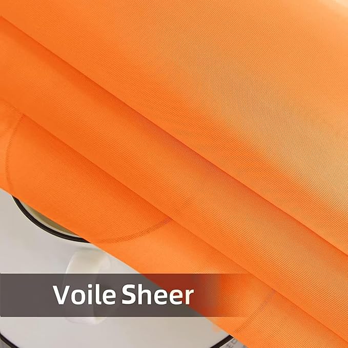 SpaceDresser Waterproof Outdoor Sheer Curtains for Patio - 4 Panels Rod Pocket Indoor Voile Sheer Curtain for Living Room,52W x 120L inch,Orange