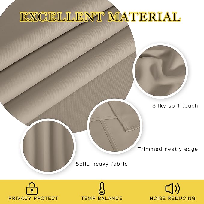 NICETOWN Blackout Patio Curtains 100 x 95 Inches Long for Sliding Door Extral Wide Blackout Curtain Panels Thermal Insulated Room Divider - Grommet Top, 100" W x 95" L, 1 Panel, Taupe