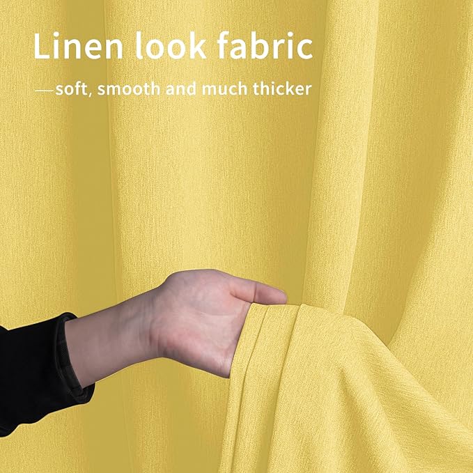 Easy-Going Linen Look Outdoor Curtains Waterproof Windproof Porch Curtains, Soft Thicken Outdoor Privacy Curtains for Patio, Gazebo, Grommet Top and Tab Bottom Drape, 1 Panel, 54x96 inch, Yellow