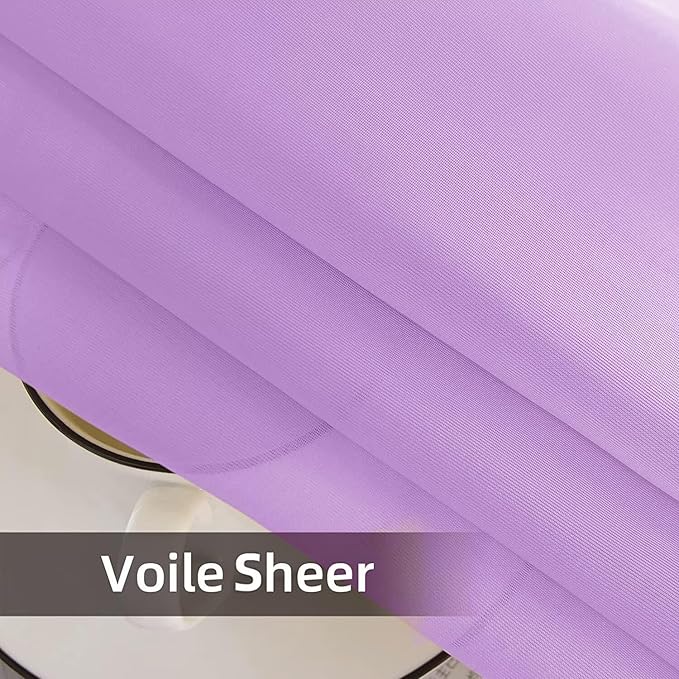 SpaceDresser Waterproof Outdoor Sheer Curtains for Patio - 2 Panels Rod Pocket Indoor Voile Sheer Curtain for Living Room,52W x 108L inch, Lavender