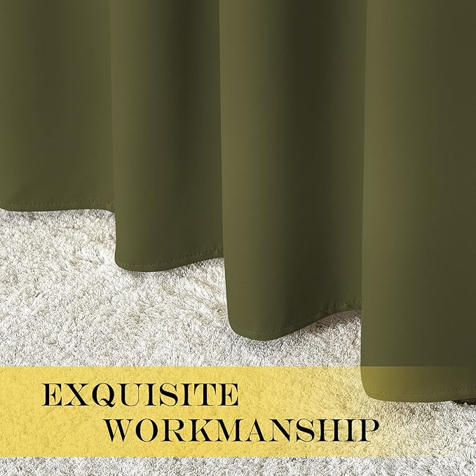 NICETOWN Blackout Curtains 84 Inch Length, Thermal Insulated Curtains for Bedroom Grommet Energy Saving Room Darkening Drapes for Living Room Window, 1 Panel, Olive Green, 66" W x 102" L