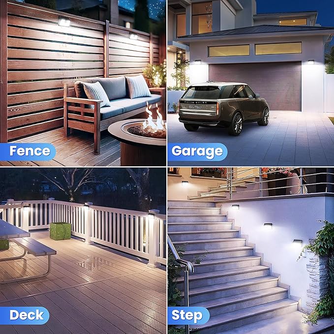 [6 Packs] Solar Motion Sensor Outdoor Lights, Super Bright Solar Lights Outdoor Waterproof, 3 Lighting Modes Security Wall Light for Outside Walking Dog Fence Backyard Deck Garden Door Step Garage