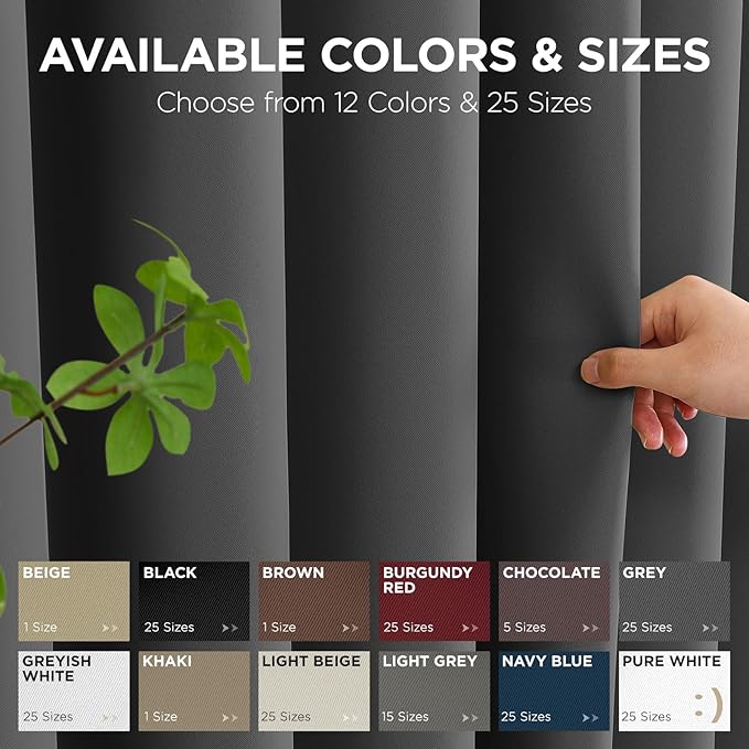 Joydeco Blackout Patio Sliding Door Curtains 90 Inches Long, Grommet Privacy Room Divider Curtains, Extra Wide Thermal Blackout Drapes for Bedroom Living Room (Grey, 80Wx90L, 1 Panel)