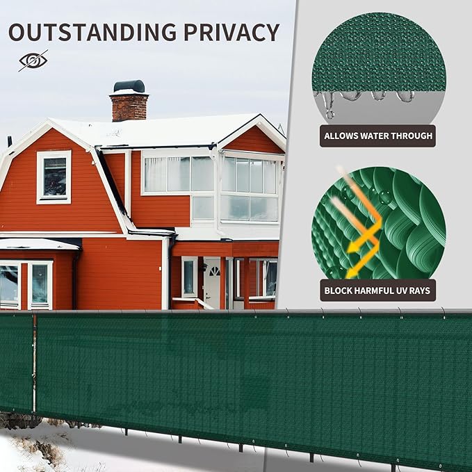 LOVE STORY Custom Size 3'x31' Dark Green Balcony Privacy Screen,UV Block Privacy Fence Screen,90% Shield for Outdoor Pool Garden Apartment Railing