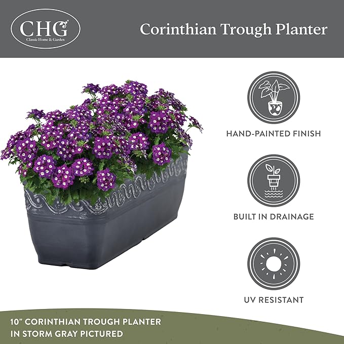 Classic Home and Garden Corinthian Trough Planter 10" Desert Tan