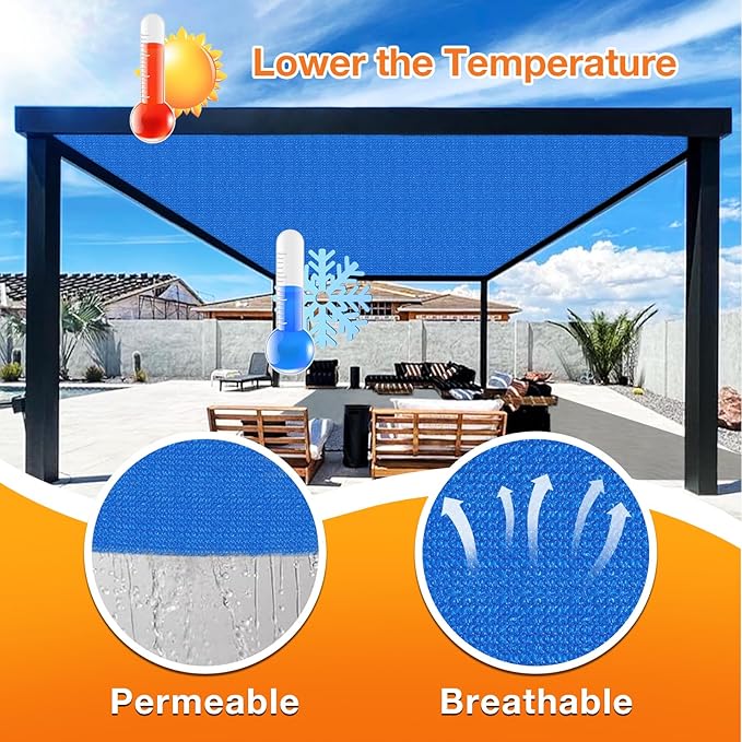Artpuch Outdoor Pergola Shade Cover 6' X 13' Sun Shade Cloth with Grommets, 90% UV Protection Canopy Patio Privacy Screen (Customized Available) GN107, Blue
