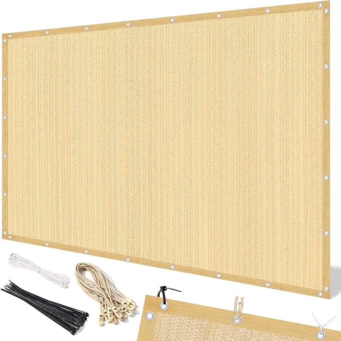 Artpuch 90% Sun Shade Cloth, 6 x 6 FT Pergola Shade Cover Canopy with Grommets, Sun Screen Fabric Tarp for Patio, Outdoor, Garden, Backyard, Wheat