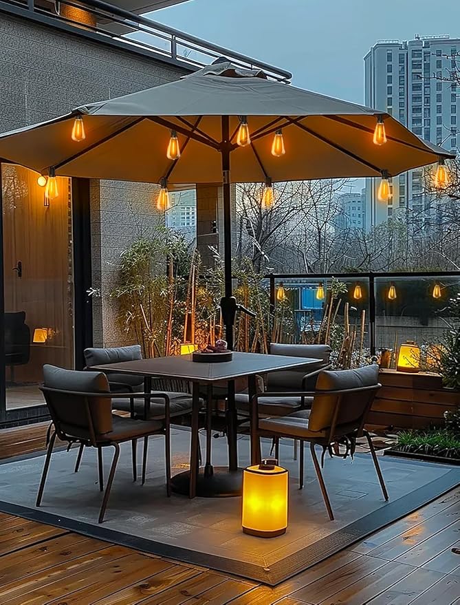 Outdoor Patio String Lights 50ft: ST38 LED Shatterproof Bulbs 3 Modes Button Control - Waterproof Connectable Lights - Wedding Bistro Party Backyard Gazebo Decorative