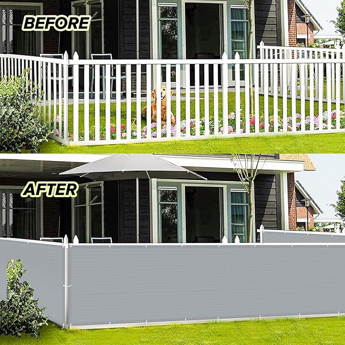LOVE STORY 3'x10' Gray Balcony Screen Privacy Fence Cover (HDPE) UV Protection Weather-Resistant 3 FT Height Shield for Deck, Patio, Backyard, Outdoor Pool, Porch, Railing