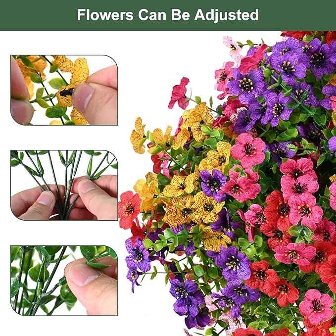 Artificial Flowers for Outdoor, UV Resistant Fake Silk Flowers, Realistic Faux Plants for Outside Indoor Porch Patio Window Box Planter Home Decor (20, Orange)