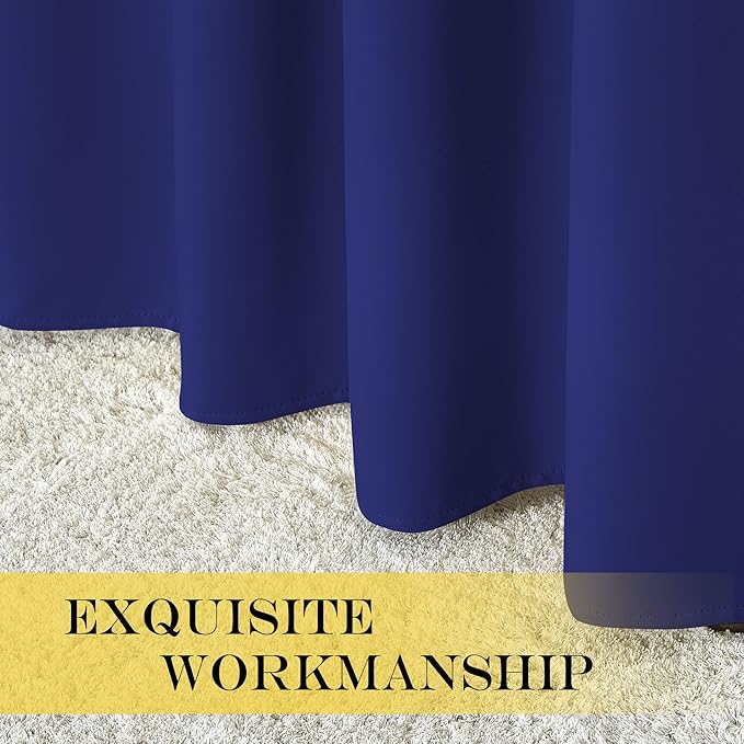 NICETOWN Navy Blue Blackout Curtains for Bedroom 95 Inch Length - Thermal Insulated Room Darkening Privacy Grommet Window Drapes for Boys Room, Set of 1 Panel, 80 x 95 Inch