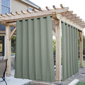 NICETOWN 2 Panels Outdoor Curtains for Patio Extra Wide 84", Waterproof & Windproof Grommet & Back Tab Fixed Top and Bottom Thermal Insulated Drapes with Rope for Gazebo, Sage Green, W84 x L84