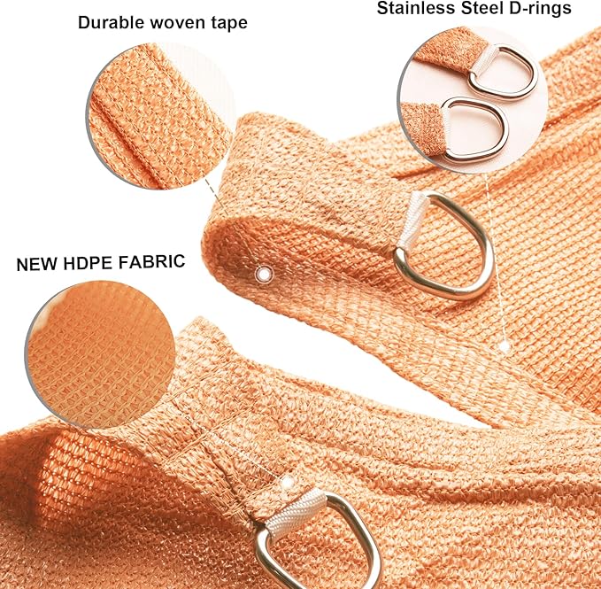 SUNLAX Sun Shade Sail 20' x 24' Peach Fuzz Rectangle Canopy Sail Shade Cover UV Block Permeable Sunshade Outdoor for Patio Backyard Deck Pergola (We Make Custom Size)