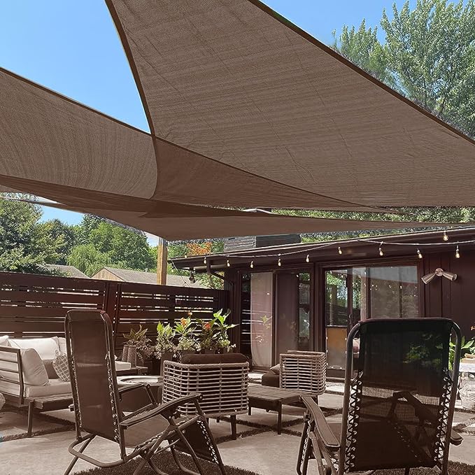 LOVE STORY Custom Size 16'x16'x22.6' Brown Sun Shade Sail Right Triangle Sunhsade Fabric Awning Canopy for Patio Backyard Carport Pergola (Customized)