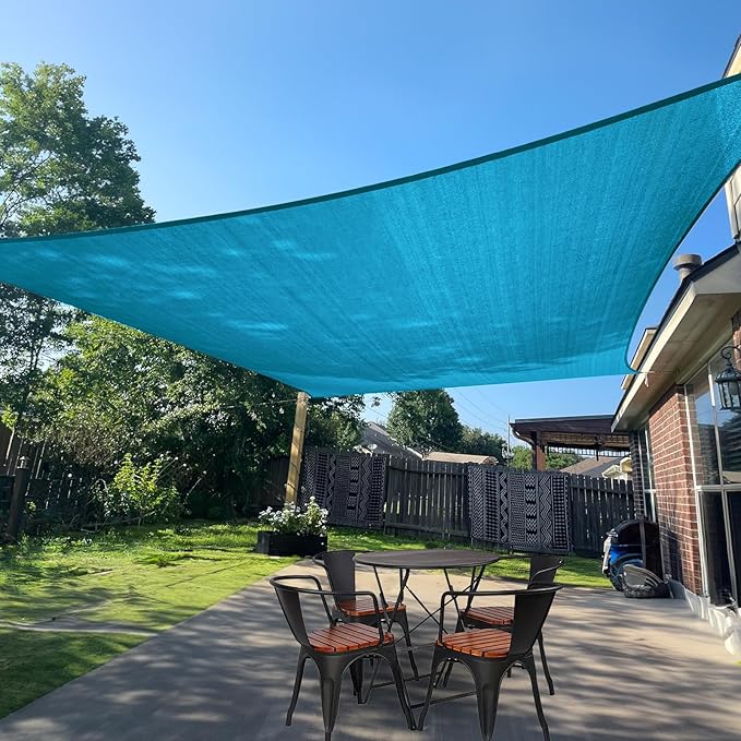 SUNLAX Sun Shade Sail 9' x 20' Turquoise Blue Rectangle Canopy Sail Shade Cover UV Block Permeable Sunshade Outdoor for Patio Backyard Deck Pergola (We Make Custom Size)