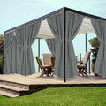 HolidayIdeas Grommet Top Outdoor Curtains for Patio Waterproof 8 Pcs All Weather Balcony Outside Curtain Panels for Apartments, Gazebo, Pergolas, Porch, 54x120 Inch, Grey