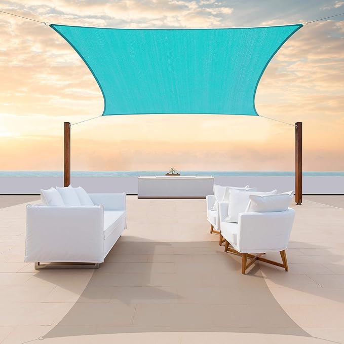 ColourTree TAPR1616 Custom Size 18' x 19' Turquoise Sun Shade Sail Canopy UV Block UPF50 Rectangle - Commercial Standard Heavy Duty - 190 GSM - 3 Years Warranty
