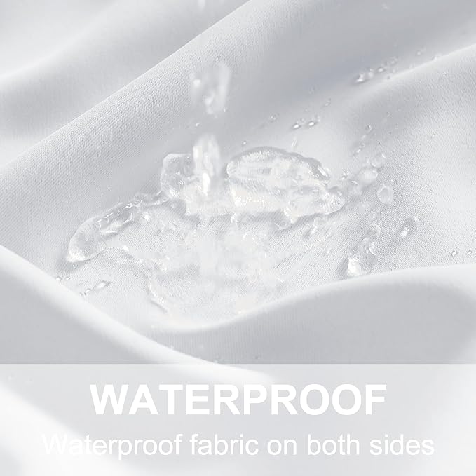 RYB HOME Extra Wide Outdoor Curtains for Patio Waterproof Heavy Duty Thermal Insulated in Summer Full Coverage Privacy for Gazebo, Cabana & Pergola, W100" x L90", Greyish White, 1 Panel