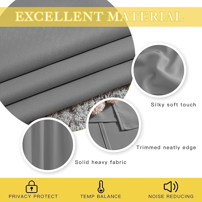NICETOWN Silver Grey Blackout Curtain for Sliding Glass Door, Grommet Patio Door Curtain Wide Window Treatment Privacy Thermal Insulated Drapes for Bedroom/Living Room (1 Panel, W80 x L95)