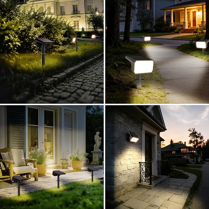 Fabrito 8 Pack Solar Spot Lights Outdoor Waterproof IP67, [108 LEDs, 4 Modes] Dusk to Dawn Spotlights with 1500mAh Battery for All Night, Landscape Lights for Tree, Yard, Pool, Pathway, Warm White