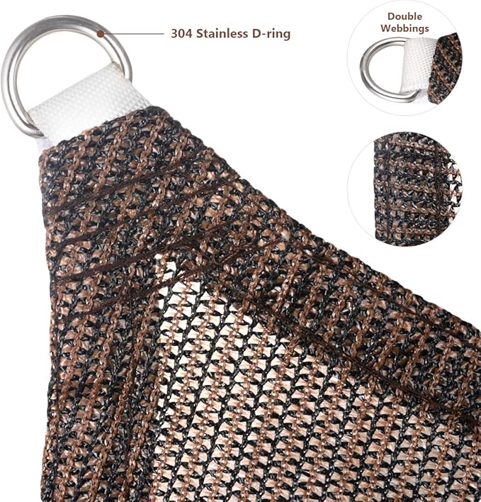 Eden's Decor Straight Flat-Edged Sun Shade Sail Rectangular 6' x 8' Brown UV-Blocking Outdoor Canopy Fabric Cloth Awning for Pergola Patio Garden Backyard Custom Size