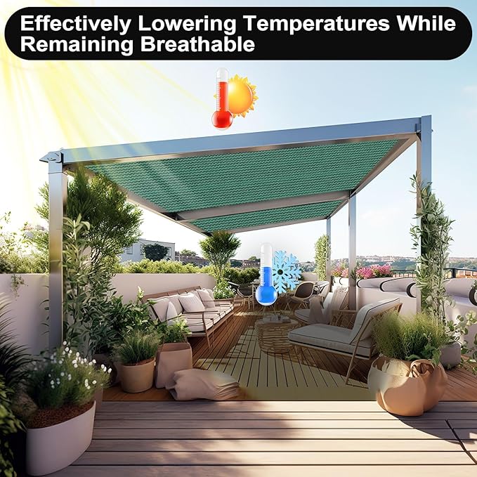 Artpuch 90% Sun Shade Cloth, 6 x 10 FT Pergola Shade Cover Canopy with Grommets, Sun Screen Fabric Tarp for Patio, Outdoor, Garden, Backyard, Green