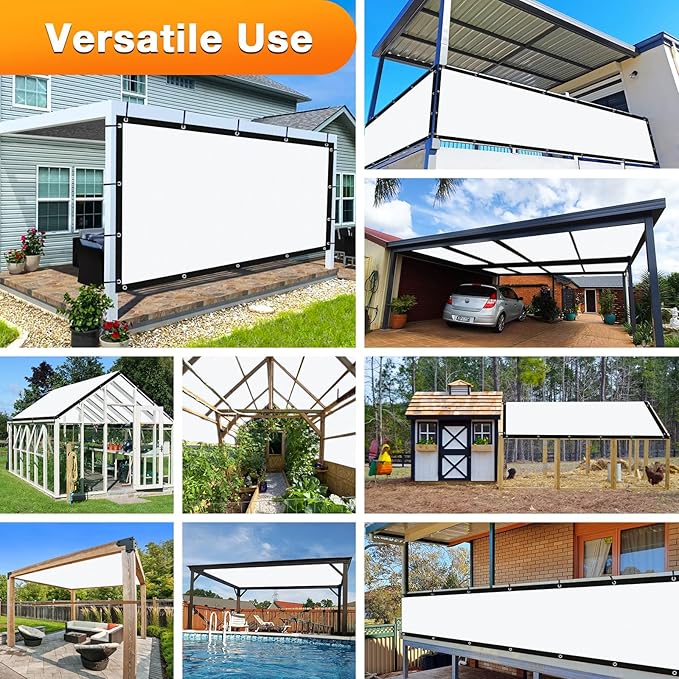 Artpuch Outdoor Pergola Shade Cover 5' X 11' Sun Shade Cloth with Grommets, 90% UV Protection Canopy Patio Privacy Screen (Customized Available) GN107, White