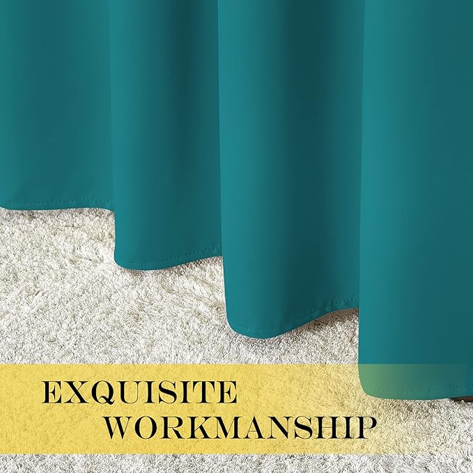 NICETOWN Peacock Teal Blackout Curtain 108 inch Length - Grommet Thermal Insulated Window Treatments Room Darkening Drape Sound Reducing for Living Room/Bedroom (W52 x L108, 1 Panel)
