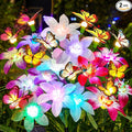Garpar Solar Lily Lights with Swaying Butterflies, Upgraded Garden Solar Lights Outdoor Decorative, Waterproof Color Changing Garden Decor for Outside Yard Lawn Pathway Gift for Mom Women Grandma