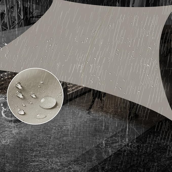 SUNNY GUARD Waterproof Sun Shade Sail 7' x 12' Taupe Rectangle UV Block Sunshade for Backyard Yard Deck Patio Garden Outdoor Activities and Facility(Customized)