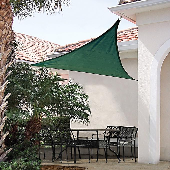 E&K Sunrise 28' x 28' x 28' Sun Shade Sail Triangle Canopy Shade Cover UV Block for Patio Backyard Garden Outdoor (Green)