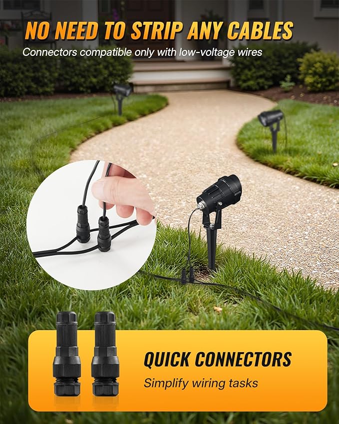6W 700LM Low Voltage Landscape Lighting, 12V AC/DC 3000K Warm White LED Low Voltage Landscape Lights, IP65 Waterproof Outdoor Spotlights with Connectors for Garden Tree Yard 6 Pack W01SLP606