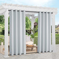 NICETOWN 2 Panels Outdoor Curtains Waterproof for Patio, Thermal Insulated Top & Bottom Grommet Light Blocking Outdoor Curtain Drapes, Windproof for All Seasons, W52 x L95, Greyish White