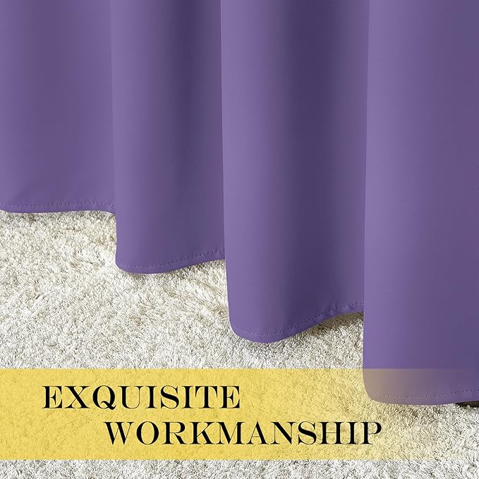 NICETOWN Kitchen Short Blackout Curtain and Drape - Thermal Insulated Solid Grommet Blackout Panel for Patio Bedroom Living Room (Single Panel, 52 inches by 45 inches, Lilac Purple)