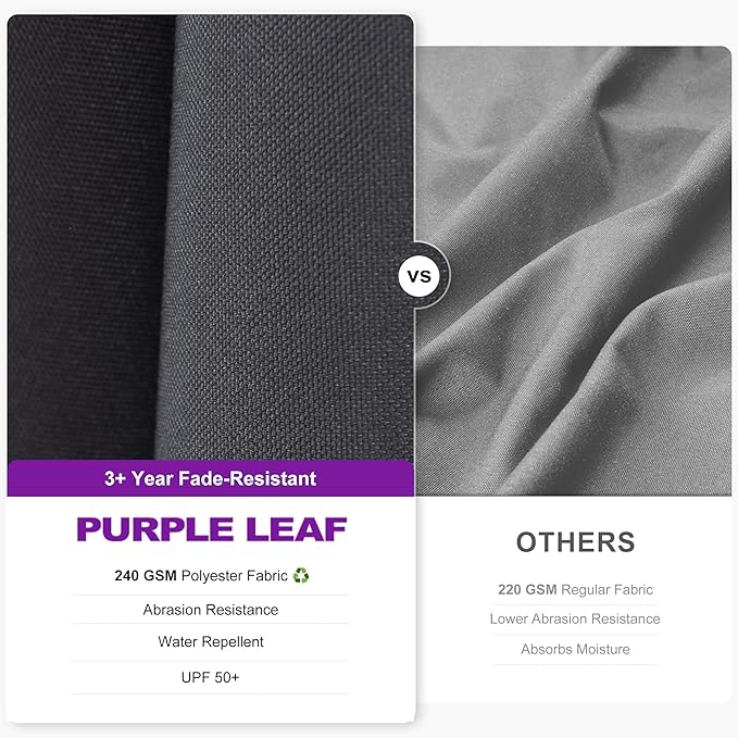 PURPLE LEAF 10 Feet Patio Umbrella Outdoor Cantilever Solar Powered LED Swivel Square Umbrella Aluminum Offset Umbrella with 360-degree Rotation for Garden Deck Pool Patio, Grey
