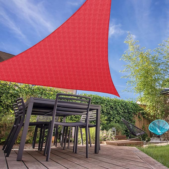 E&K Sunrise 21' x 21' x 21' Sun Shade Sail Triangle Canopy Shade Cover UV Block for Patio Backyard Garden Outdoor (Red)