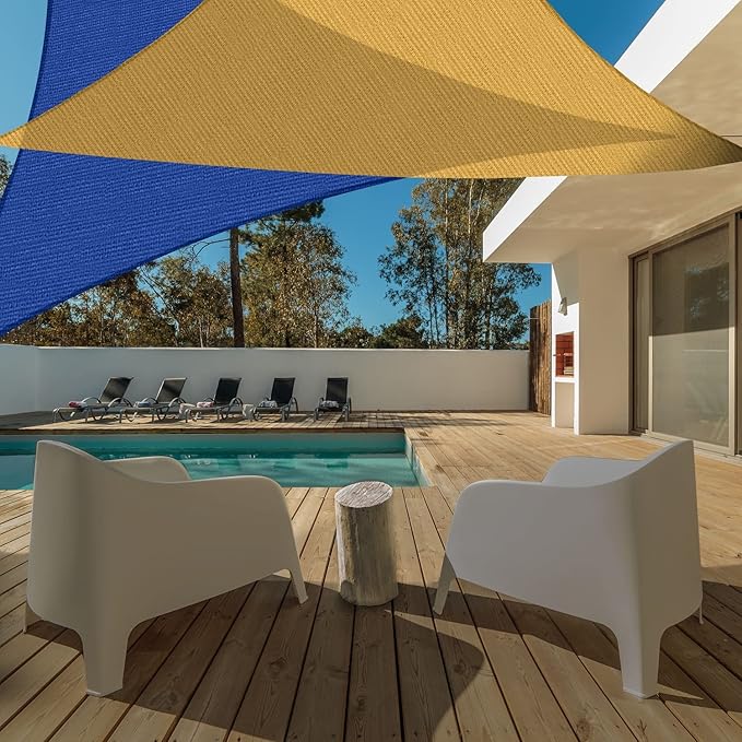 ASTEROUTDOOR Sun Shade Sail Triangle 16' x 16' x 22.64' UV Block Canopy for Patio Backyard Lawn Garden Outdoor Activities, Cream