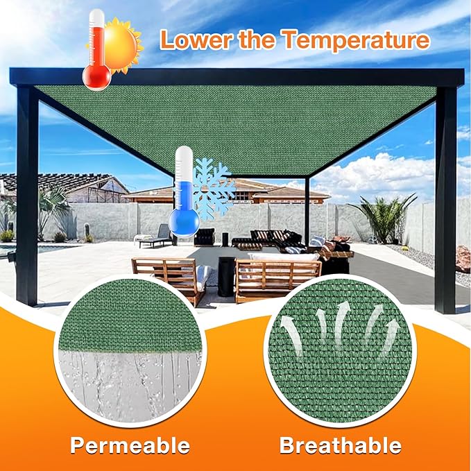 Artpuch Outdoor Pergola Shade Cover 4' X 12' Sun Shade Cloth with Grommets, 90% UV Protection Canopy Patio Privacy Screen (Customized Available) GN107, Green
