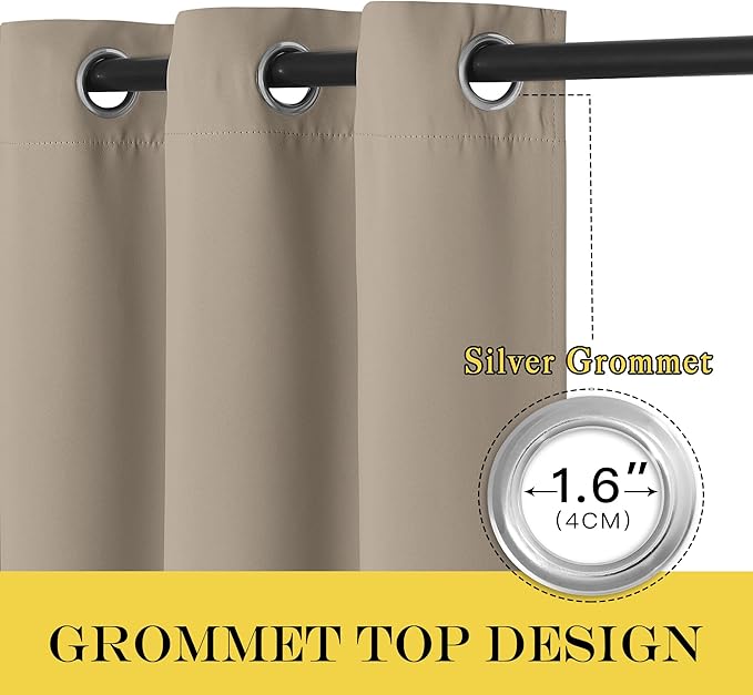 NICETOWN Blackout Curtains & Drapes - Privacy Thermal Efficiency Backdrop Curtains for Bedroom Room Divider Living Room Patio Sliding Glass Door, Wide 80 x Long 144 inch, Taupe, 1 Panel