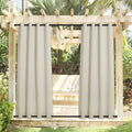 NICETOWN 2 Panels Weighted Blackout Curtains Waterproof & Windproof, Thermal Insulated Room Darkening Top & Bottom Grommet Fixed Drapes Keep Privacy for Cabana/Porch, Beige, W52 x L84