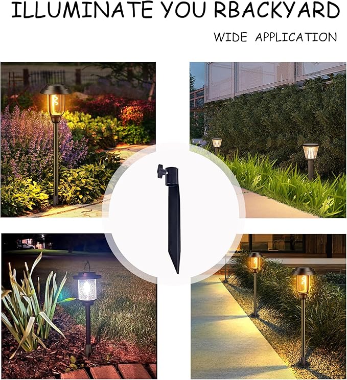 Outdoor Metal Stakes for Ground, Garden Stakes for Lights,Used for Replacement Metal Ground Spike in Live Flame Torches and Solar Lights-6.7 Inch (Black 6 Pack)